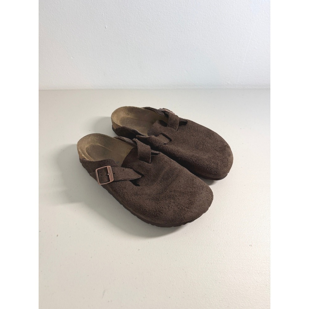Birkenstock Boston Suede Clogs Mules Mocha Brown 39 L 8 M 6 - Picture 2 of 8